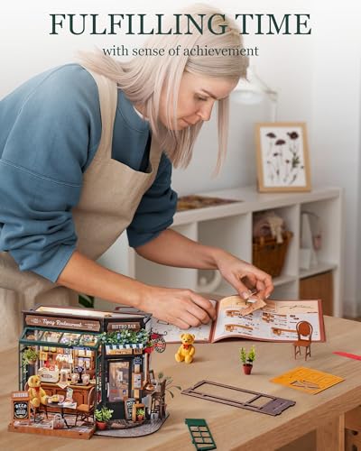 Rolife DIY Miniature House Kit 1:18 Coffe&Bar Dollhouse Diorama Model, Build Mini House Building Kit with LED Light Hobby Crafts for Adults Gift for Him Her (Tipsy Restaurant)
