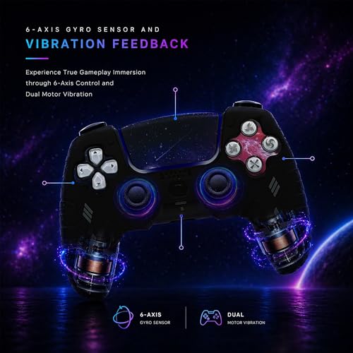 BEllTAYN Wireless Controller for PS5 with 3D Hall Effect Joysticks, Bluetooth 5.0 Connectivity, Dual Vibration, 6-Axis Motion Control, Design for Smooth and Comfortable Gaming Compatible with PS5 and Windows PC (Galaxy Black) - color: Galaxy Black