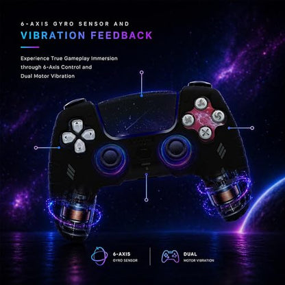 BEllTAYN Wireless Controller for PS5 with 3D Hall Effect Joysticks, Bluetooth 5.0 Connectivity, Dual Vibration, 6-Axis Motion Control, Design for Smooth and Comfortable Gaming Compatible with PS5 and Windows PC (Galaxy Black) - color: Galaxy Black