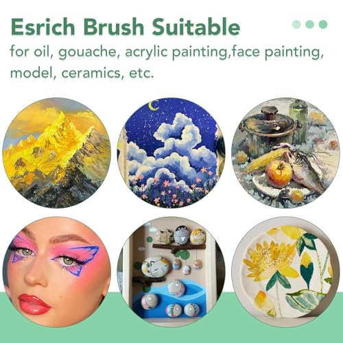 ESRICH Paint Brushes Set,6 Packs 60 Pcs Acrylic Paint Brush Set,Acrylic Oil Watercolor, Face Nail Art, Miniature Detailing,Rock Painting,Painting Artist Professional Kits(Green) - color: Green, size: 60