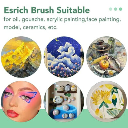 ESRICH Paint Brushes Set,6 Packs 60 Pcs Acrylic Paint Brush Set,Acrylic Oil Watercolor, Face Nail Art, Miniature Detailing,Rock Painting,Painting Artist Professional Kits(Green) - color: Green, size: 60