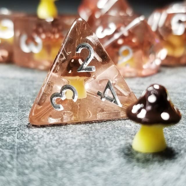 Sage's Portal Familiars and Reagents Resin DND Dice Set Polyhedral Dice Set for Dungeons and Dragons RPG Tabletop TTRPG (Black Magic Shrooms) - color: Black Magic Shrooms