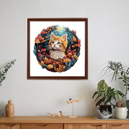 Qiuenisray Wooden Puzzle, Cute Cat Puzzle 500 Pieces Unique Shape Advanced Wooden Jigsaw Puzzle, Challenge Jigsaw Puzzle for Family Game 16.9x16.8 in - color: Cute Cat, size: 500pcs