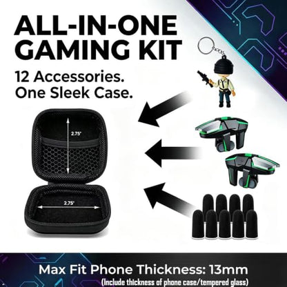 Mikirini 13 in 1 PUBG Mobile Phone Controller Combo, L2R2 4 Gaming Triggers | For Call of Duty/Free Fire/Fortnitee, compatible with iPhones & Android Cell Phones, 6 fingers operation, max thickness 13mm - color: Boy