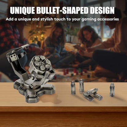 Bullet Nest Revolver Dice Set – Premium 7-Piece Zinc Alloy Polyhedral Dice with Spinning Revolver Cylinder Case, Collectible DND Dice Gift for Dungeons & Dragons, RPG & Tabletop Gamers (Silvery) - color: Silvery, style: D00