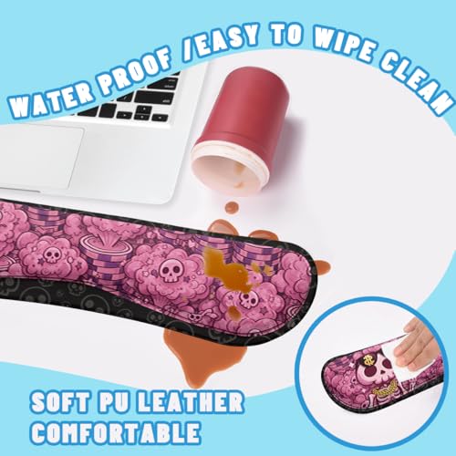 Pink Skull Desk Mat Set Cute Goth Aesthetic Large Mouse Pad with Wrist Rest 4in1 Desk Mat for Desktop Ergonomic Computer Desk Arm Wrist Anti-Slip Computer Ergonomic Mouse Pad Home Office Gaming - color: Pink Skull