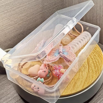 19 Pack Rectangular Clear Plastic Storage Containers | Hinged Lid, For Beads and Small Craft Items, 5.7 x 3.35 x 1.38 inch - size: 5.7 x 3.35 x 1.38 inch