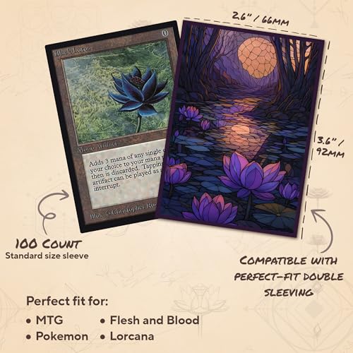 Stained Glass Black Mana - MTG Card Sleeves, 104ct, Standard Size | Perfect for Double Sleeving, Smudge Resistant Matte Back, Standard 66x92mm - Compatible with Magic The Gathering & TCG Cards - color: Black Mana