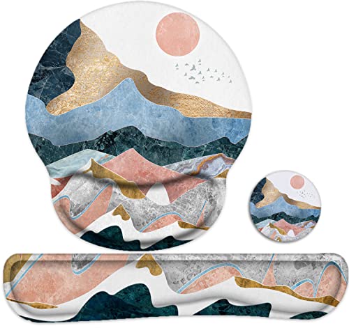 Keyboard Wrist Rest and Mouse Pad, Ergonomic Memory Foam Mouse Pad Wrist Support, Non-Slip & Pain Relief Mouse Pad and Keyboard Wrist Support, Comfortable Mousepad with Wrist Rest for Game, Office - color: Abstract