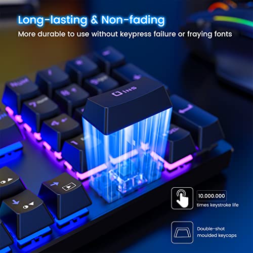 RisoPhy Mechanical Gaming Keyboard, RGB 104 Keys Ultra-Slim LED Backlit USB Wired Keyboard with Blue Switch, Durable Abs Keycaps/Anti-Ghosting/Spill-Resistant Computer Keyboard for PC Mac Xbox Gamer - color: Classic Black