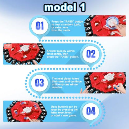 Word Game for Families, Fun for Family Games Night, Fast-Paced Party & Learning Board Games for Kids, 24 Letter Press with LCD Timer, 35 Cards, 2 Game Modes, Perfect for Birthdays–Red