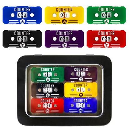 6Pcs MTG Life Counter with Metal Box, Twin Digits Health Tracker Life Counter for MTG Magic Card Games Accessories Tabletop RPG D&D CCG TCG Board Games - color: B Color-6pcs