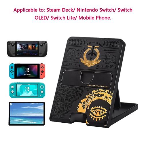 Busjoy Stand for Nintendo Switch, Switch OLED, Switch Lite, for Zelda Tears of The Kingdom Cute Holder Bracket, Adjustable Portable Foldable Non-Slip Playstand-Black - color: Black-A