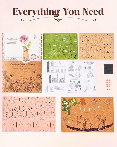 3D Flower Wooden Puzzles for Adults-Pink Dahlia, Mothers Day DIY Wooden Flowers Model Kit Building Set Crafts Gifts, Artificial Botanical Collection Creative Gift Ideas/Housewarming(93PCS) - style: TW - Pink Dahlia
