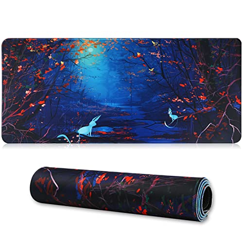 Large Gaming Mouse Pad with Stitched Edges,[27.5x11.8In] Extended Mouse Pad with Non-Slip Natural Rubber Base for Gamer/Desktop/Office/Home 70x30 Forest07 - color: 70x30 Forest07