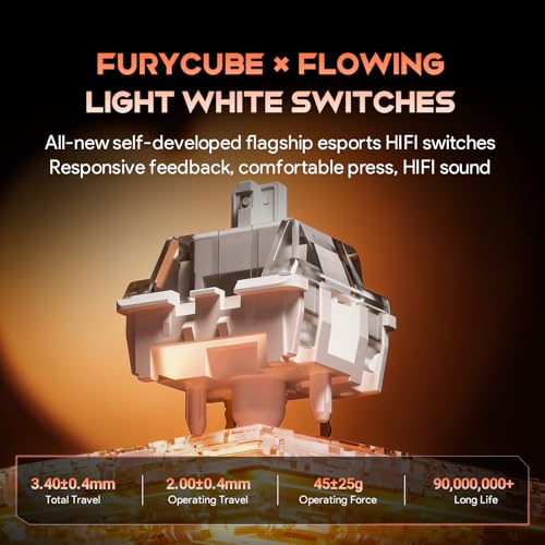x FURYCUBE 68% Mechanical Gaming Keyboard with RGB Backlit, Wired Keyboard Volume Knob Gasket Mount with PBT Keycaps,Pre-lubed Linear Switches, Hot-Swap Creamy Keyboard, for FPS Games - color: Black+Orange