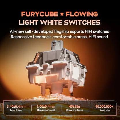 x FURYCUBE 68% Mechanical Gaming Keyboard with RGB Backlit, Wired Keyboard Volume Knob Gasket Mount with PBT Keycaps,Pre-lubed Linear Switches, Hot-Swap Creamy Keyboard, for FPS Games - color: Black+Orange