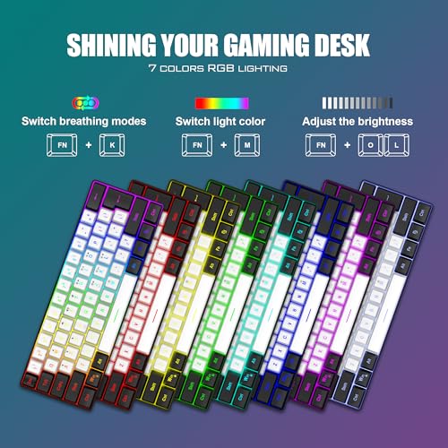 RedThunder 60% Gaming Keyboard and Mouse Combo, Ultra-Compact 61-Key RGB Backlit Mini Keyboard, Lightweight 7200 DPI Honeycomb Optical Mouse, RGB Wired Gaming Set for PC PS5 Xbox Gamer(White-Black) - style: 01 White-Black Wired Combo