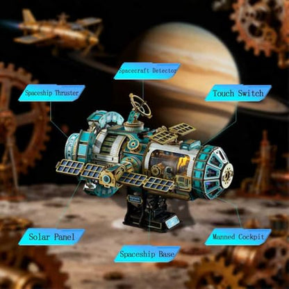 YSWOOD WORLD 3D Wooden Puzzles for Adults Space Station DIY Model Kit | Mechanical Model Kit with Lights & Music, 511PCS Adult Wooden Puzzles, Desk Decor, Engineering Gifts for Christmas Birthday