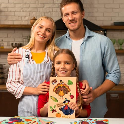 48 Sheets Thanksgiving Stickers for Kids Bulk Cute Holiday Stickers Funny DIY Crafts Activities Party Favors Game Gifts for Boys Girls - style: Thanksgiving
