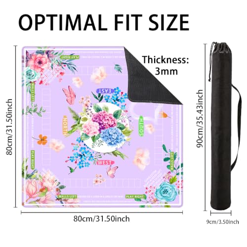 Mahjong mat for Table/31.5lnch/American Mahjong Table Cloth with Rules mats with Drawstring Bag,Noise ReductionAnti-Slip Game mat for Table,for Mahiona/PokerBoard Games/Card Games (Light purple) - color: Light Purple