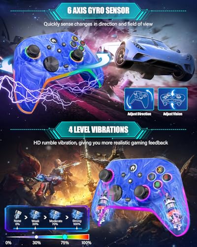 ZRZLMVP Wireless controller games for Sega Dreamcast Games | 1200mAh Rechargeable, with Vibration, Turbo, Wake Up, for Sega Dreamcast Games - color: Tie-dye Dark Blue
