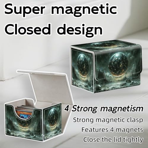 Trading Card Storage Box, Holds 100+ for MTG Cards, PU Leather with Magnetic Closure, Dark Planet Skull Landscape Durable Deck Box for Magic the Gathering, Trading Card Games - color: Dark Planet Skull Landscape