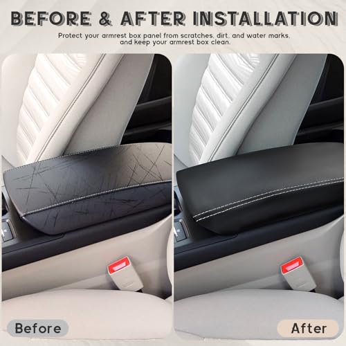 ramuel Center Console Armrest Cover for Ford Fusion 2017 2018 2019 2020 | Anti-Scratch ，Non-Slip ，PU Leather ，Easy Install - size: for Fusion 2017 2018 2019 2020