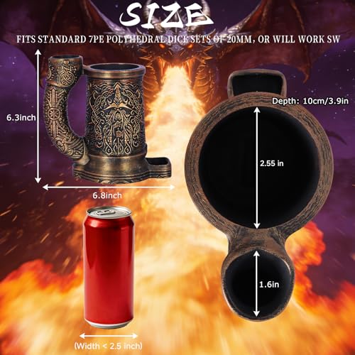 Dice Tower Mug, Dice Rolling Tower, Comes with 7 PCS Dice Set, Suitable for DND Dungeons and Dragons, Tabletop Games, Available As Drink Holder, D&D Gifts, DND Accessories (Dark Gold Mage) - color: Dark Gold Mage