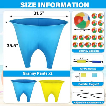 24Pcs Granny Pants Yard Game Funny Field Day Outdoor Games for Adults Kids and Family Gaint Pant Set for Brithday Party Tossing Games Activities for Groups - size: 2 Large