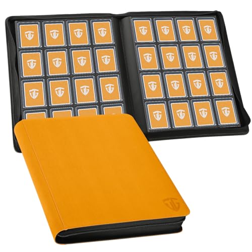 16 Pocket Toploader Binder,Holds 640 3”x4” Toploader Hard Cases,Sleeves Card Collection Binder,20 Double Sided Pages,Compatible with Trading & Sports Holder(Orange) - color: Orange, size: 16 Pocket