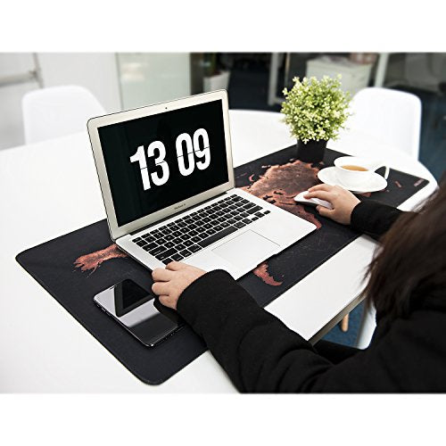 JIALONG Large Gaming Mouse Pad, XXL Desk Mousepad with Stitched Edges, Non-Slip Base Keyboard Pad for Gamer, Office & Home Retro Map - color: Retro Map