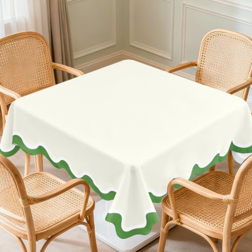 55 x 55 In Mahjong Tablecloth, Scalloped Card Table Mat, Multi Purpose Game Table Cover, Mahjong Party Decoration for Beginners, Lovers, Card, Board Tile Games, Poker, Dominoes (Light Green) - color: Green Scalloped