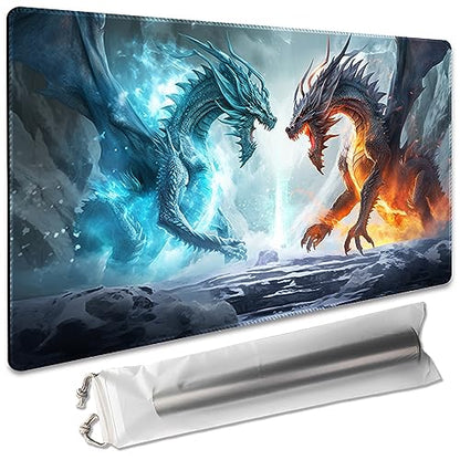 Premium Board Game 24x14in MTG Playmat Compatible for OCG CCG RPG TCG Playmat (Ice and Fire) - color: Ice and Fire