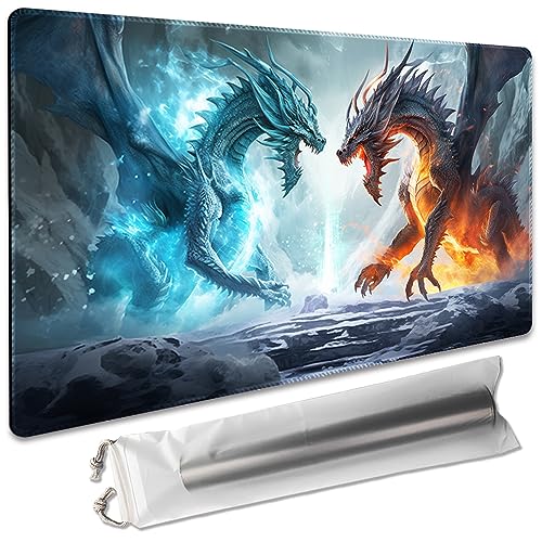 Premium Board Game 24x14in MTG Playmat Compatible for OCG CCG RPG TCG Playmat (Ice and Fire) - color: Ice and Fire
