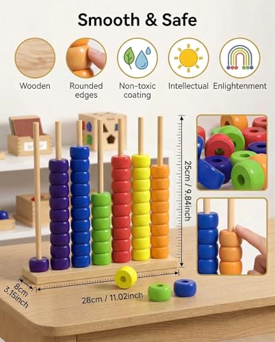 Toywoo Wooden Giant Color Matching & Stacking Game - Fast-Paced Family Challenge Board Game for Kids & Adults, Screen-Free Brain Teaser Puzzle for Game Night & Educational Play