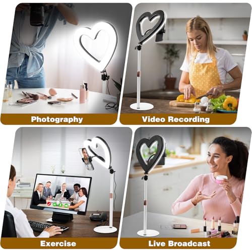 Ring Light for Desk,Heart Tabletop Light with 26" high Stand, RGB 47colors Selfie Light,USB Powered LED Desktop lamp with Phone Holder for Makeup Lights, Laptop Live Stream, YouTube,TikTok