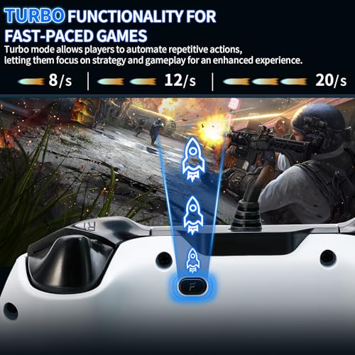 NBCP Wired PS5 Controller - Gaming Controller for PlayStation 5, PS4, PC/Steam, Turbo & Linear Hall-effect Trigger, Dual Vibration, 3.5mm Audio Jack - White - color: White