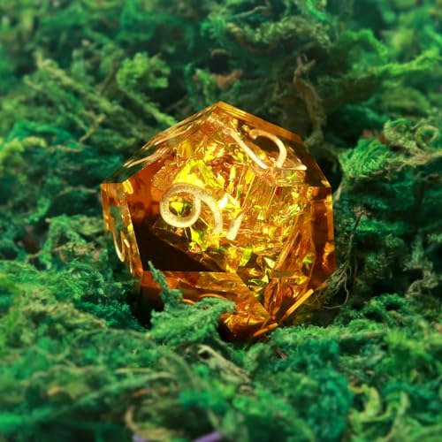 Haxtec Yellow Fire DND Dice Set, Sharp Edge Resin Polyhedral RPG Dice | Black Yellow D&D Dice with Metal Case, Handmade, Dungeons and Dragons, Sparklingly, TTRPG DND Gifts - color: Yellow Black