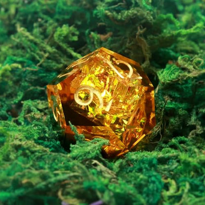 Haxtec Sharp Edge Dice Set Yellow Black Resin DND Dice Set Sparklingly Polyhedral D&D Dice Compatible with Dungeons and Dragons Fire Dice - color: Yellow Black