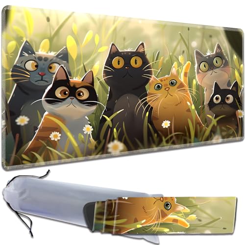 for MTG Playmat Non-Slip Rubber Play Mat with Storage Bag Combination, Ideal for Card Game Lovers TCG Play Mat, Cartoon Cat - color: Cartoon Cat