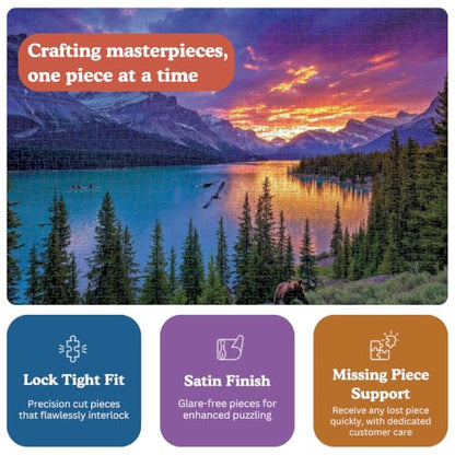 Cross & Glory | Jigsaw Puzzles for Adults | The Last Light of the Rockies | Canadian Rockies Sunset Landscape with Mountains & Turquoise Lake | Epic Wilderness Puzzle | Satin Finish | Ages 14+ - color: The Last Light of the Rockies