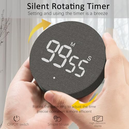AVINIA Desk Timer for Productivity Magnetic Digital Kitchen Timer Rechargeable Fabric Mesh Cover 99 Mins Countdown/Count Up Stylish Efficana Konah Home Timmer for Cooking (Fabric Black) - color: Fabric Black