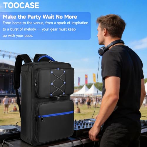 DJ Controller Case Compatible with Pioneer DDJ-FLX4/DDJ-REV1/DDJ-SB3/400 | Multi-Pocket for 16" Laptop,Mic & Headphone,Padded DJ Backpack for Numark Mixtrack Pro FX,Mixstream Pro,Hercules Inpulse 500