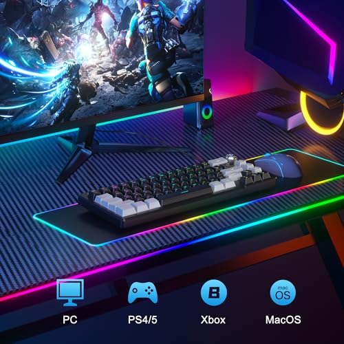 MageGee Mini 60% Gaming Keyboard, RGB Backlit 68 Key Ultra-Compact Keyboard, TS68 Ergonomic Waterproof Mechanical Feeling Office Computer Keyboards for PC, MAC, PS4, Xbox ONE Gamer - color: Gray Black RGB