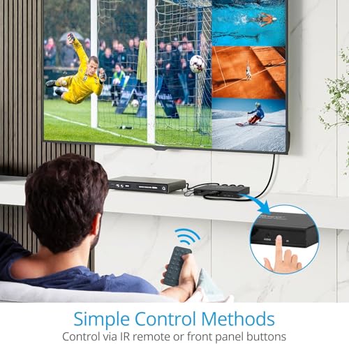 gofanco 1080p 4x1 HDMI Multi Viewer (QuadView) | View 4 HDMI Sources on 1 Screen, 1080p Quad/Dual/Single Modes, IR Remote, Ideal for Security, Gaming & Monitoring QuadView - size: 1080p 4 in 1 out, QuadView