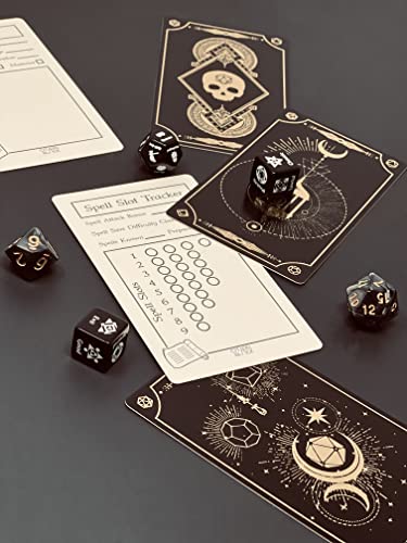 Citadel Black Tabletop RPG Accessory Card Set of 50 Cards – D&D, Gold Foil - Spell Slot Tracker, Item, Spell, Blank Note Cards, for Dungeons and Dragons 5th Edition & Other Tabletop Games