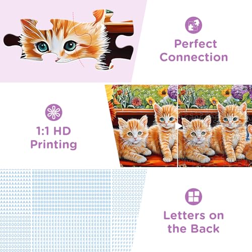 500 Pieces Jigsaw Puzzles for Adults, Cat Flower Truck Jigsaw Puzzles 500 Piece for Adults Seniors, Recycled Paper 500 Pieces Puzzle as Home Decor, Sturdy Puzzle Challenging Family Game Great Gift - style: Cat