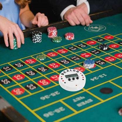 Digital Poker Timer and Dealer Button, Professional Blind Level Countdown Clock with Suit Patterns, Large LCD Display Electronic Timer for, Home Card Game and Tournaments