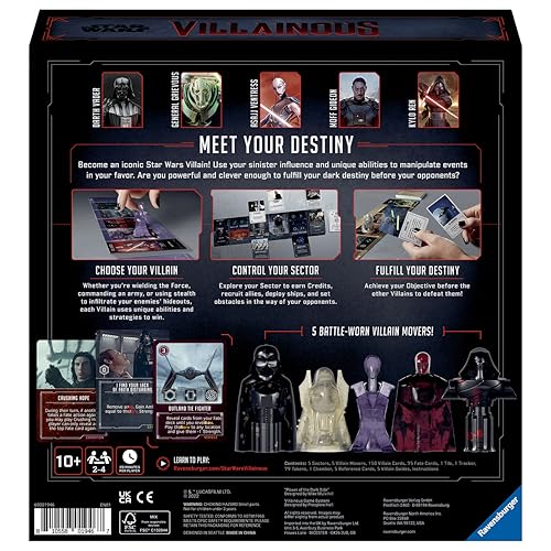 Ravensburger Star Wars Villainous - Power of The Dark Side Strategy Board Game - Join Darth Vader, Kylo Ren, and More in This Immersive Star Wars Universe Adventure - 2-4 Players - Ages 10+